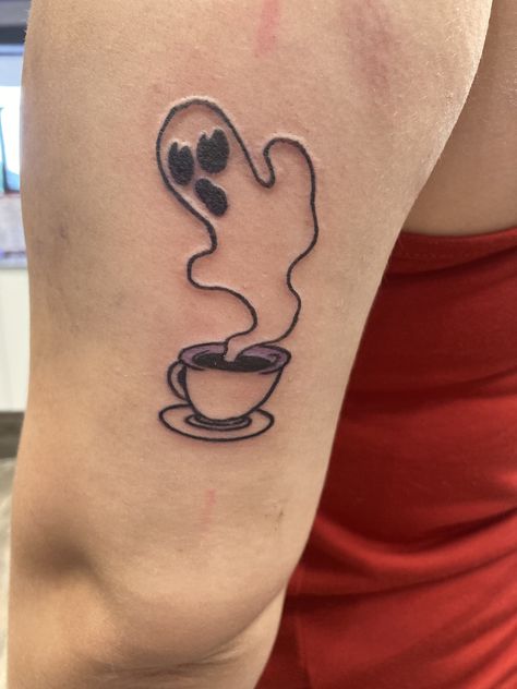 Ghost Teacup Tattoo, Halloween Themed Tattoos, Place Tattoo, Teacup Tattoo, Themed Tattoos, Cup Tattoo, Ghost Tattoo, Ghost Cartoon, Friendship Tattoos