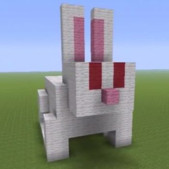 Minecraft Rabbit, Minecraft Statues, Rabbit Statue, Pig Statue, Block Plan, Minecraft Blueprints, Minecraft Buildings, Minecraft Houses, Red Wool