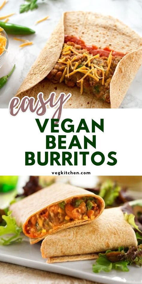 Easy Burritos, Vegan Bean Recipes, Vegan Burritos, Vegan Tortilla, Vegan Bean, Southwestern Recipes, Bean Burritos, Vegan Burrito, Vegan Mexican Recipes