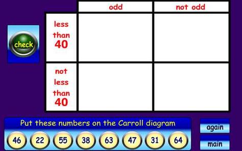 Carroll Diagrams - 6-11 year olds - Topmarks Data Handling Activities, Carroll Diagram, Inspirational Bulletin Boards, Data Handling, Key Stage 2, Maths Ideas, Maths Games, 1st Grade Math Worksheets, Christmas Game