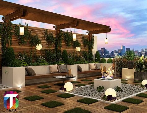 Luxurious Terrace Garden Idea Garden Design Software, Roof Terrace Design, Luxurious Garden, Terrace Garden Ideas, Roof Garden Design, Terrasse Design, Garden Wall Designs, Terrace Garden Design, Rooftop Terrace Design