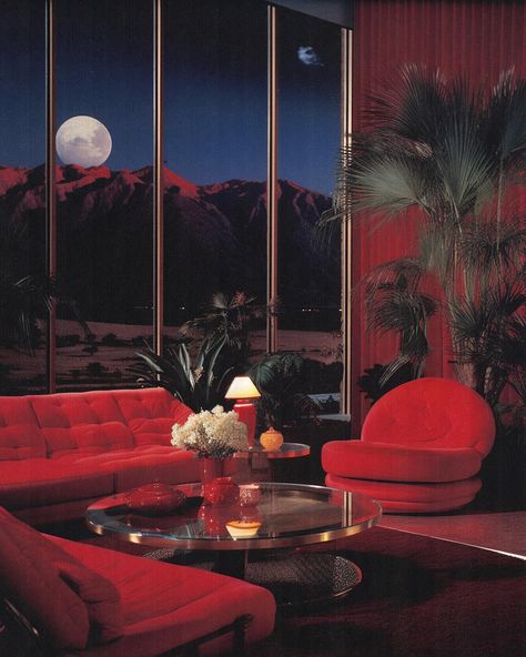 1980s / mysterious red interior 🍒 Wall posters now available on liminaldestinations.com (link in bio!) • • • • (AI images — MJ 6) #80sinterior #1980sinterior #80saesthetic #1980s #80svibes #80snostalgia #80sdecor #80s #vintage #interiordesign #homedecor #luxuryhomes 80s Dining Room Aesthetic, 1980s House Interior Design, Dreamy 80s Aesthetic, 90’s Interior Design, 80’s Interior Design, 80s Office Aesthetic, 80s Aesthetic House, 1980s Aesthetic Retro, 1980 Interior Design