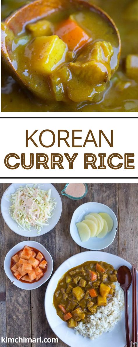 Korean Curry, Rice And Kimchi, Meal With Rice, Inexpensive Dinner Recipes, Beef Curry Recipe, Bulgogi Recipe, Korean Kitchen, Curry Stew, Korean Rice