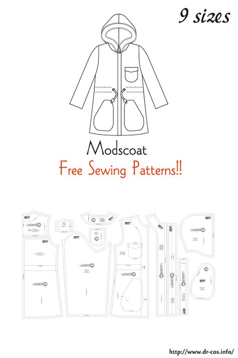 Rain Jacket Pattern, Raincoat Pattern Sewing, Oversize Coat Pattern, Pattern Coat Woman Sewing, Plus Size Coat Sewing Pattern, Men's Coat Pattern Drafting, Hooded Coat Pattern, Mood Fabrics Free Pattern Coat, Winter Coat Pattern