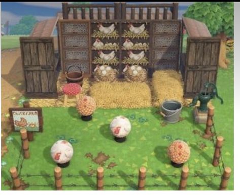 Acnh Farmcore, Acnh Farm, Acnh Cottagecore, Acnh Inspiration, Acnh Island Ideas, Chicken Coop Designs, Animals Crossing, Animal Crossing Inspiration, Deco Nature