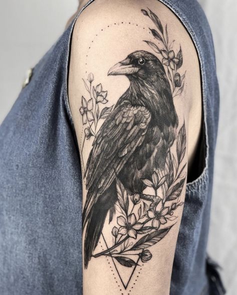 Tattoo uploaded by Antonia Sullivan • #crowtattoo #raventattoo #birdtattoo #naturetattoo #birbsofinstagram #blackwork #blxckink #floraltattoo #hawktattoo #tattoosforgirls #yyctattoo #yvrtattoo #vancouvertattoo #calgarytattooartist #calgarytattoo #nelsontattoo #nelsonbc #ferniestoke #bird #crow #raven #tattoo • 1492903 • Tattoodo Black Crow Tattoos, Zwilling Tattoo, Rabe Tattoo, Gotik Tattoo, Crow Tattoo Design, Hawk Tattoo, Crow Tattoo, Witch Tattoo, Raven Tattoo