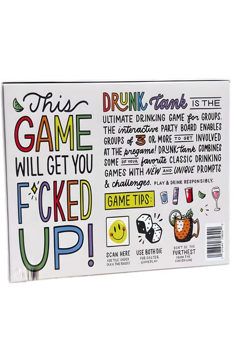 Get ready to party with the ultimate drinking game that combines classic games with new challenges, perfect for groups of 3 or more. GAME TIPS: QR code is on the back of the box with the rules, scan for tile index. You'll need this to play. Dice: Use both die for faster gameplay. Explore our Pinterest Board for more ideas and in-depth details on Marmalade. #GameIdeas #HolidayPartyGames #PartyActivities #FestiveFun #BoardGames #CardGames #TriviaGames #DrinkingGames Friendsgiving Games, Classic Card Games, Halloween Party Activities, Reunion Games, Holiday Party Games, Drunk In Love, Couple Games, Group Games, Trivia Games