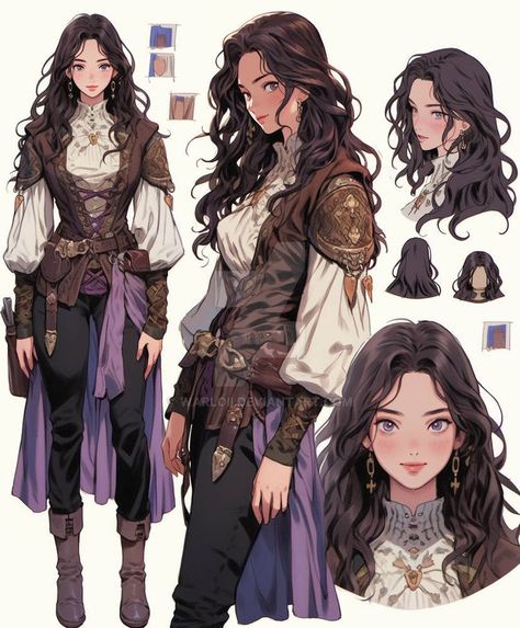 Dungeon Master Outfit, Dnd Outfits Female, Oc Medieval, Anime Medieval, Rpg Clothes, Medieval Female, Medieval Girl, Female Character Concept, Clothing Design Sketches