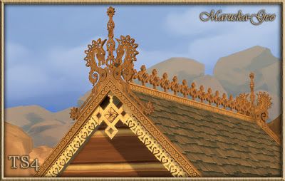 My Sims 4 Blog: Russian House Roof Decorations, Windows and Fences by MaruskaGeo Sims 4 Roof, Russian House, Roof Decoration, Sims Medieval, Sims 4 Blog, My Sims, The Sims 4 Packs, Play Sims, Sims 4 Cc Furniture