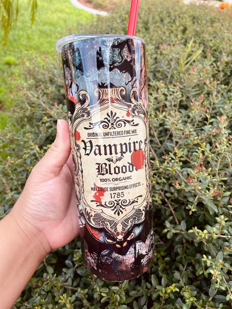 20oz Vampire blood tumbler, Halloween tumbler, gothic tumbler, Coffee tumbler cup #tumbler #halloween #halloweenideas #coffee #coffeelover #vampire #strangerthings #gothicstyle #gothaesthetic #personalized Gothic Tumbler Cup, Witchy Apothecary, Witchy Tumbler, Halloween Tumblers, Cups Ideas, Vampire Blood, Tumbler Halloween, Epoxy Tumblers, Glitter Tumbler Cups