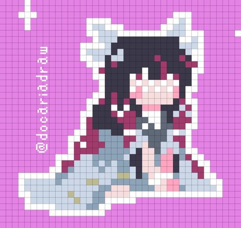 Genshin impact Genshin Perler Beads Pattern, Yae Miko Pixel Art, Genshin Perler Bead Patterns, Pixel Art Pattern Genshin, Genshin Impact Pixel Art Grid, Genshin Impact Perler Bead Patterns, Genshin Impact Perler Beads, Genshin Perler Beads, Pixel Art Genshin