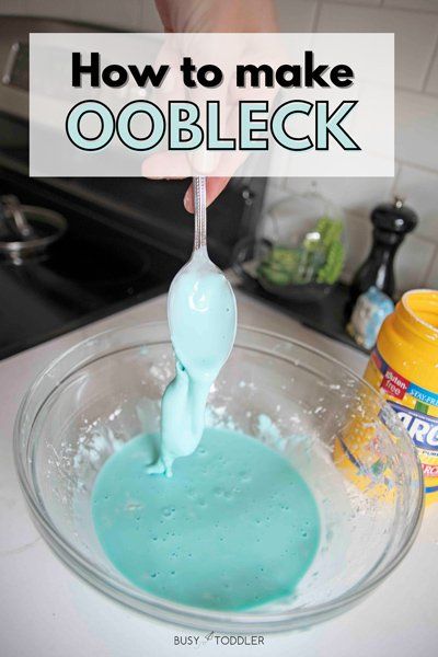 Diy Oobleck Recipe, Making Oblek, Science Week For Toddlers, Easy Toddler Experiments, How Do You Make Oobleck, How To Make Oblek With Cornstarch, How To Make Oobleck Without Cornstarch, Easy Things To Do With Kids, How To Make Oobleck Recipes