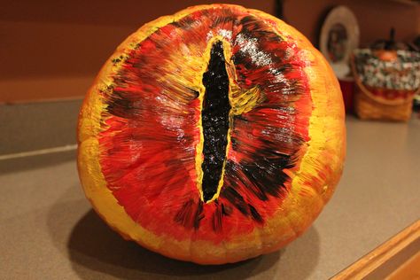 LOTR. Lord of the Rings. No-carve. Painted pumpkin. Lord Of The Rings Painted Pumpkin, Lotr Pumpkin Painting, Lord Of The Rings Pumpkin Painting, Lord Of The Rings Pumpkin Carving, Lotr Pumpkin, Lord Of The Rings Pumpkin, Literary Pumpkins, Lotr Birthday, Diy Pumpkins Painting