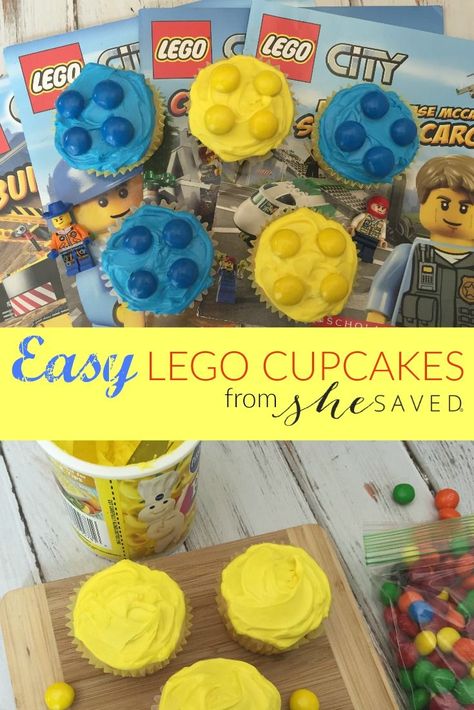 Lego Cupcake Lego Cupcakes, Lego Themed Party, Ninjago Party, Pokemon Cake, Lego Cake, Lego Birthday Party, Lego Birthday, Cupcakes Recipe, Lego Party