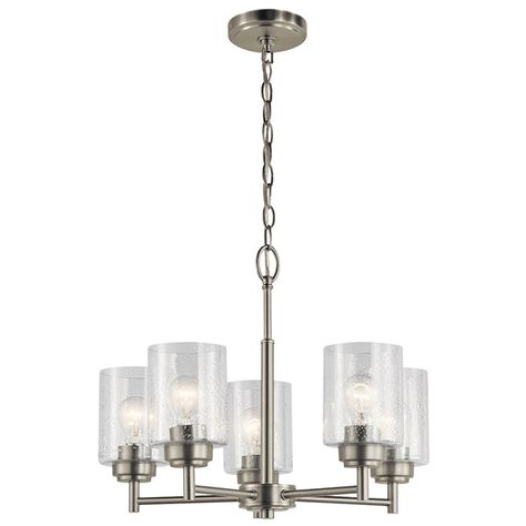 Winslow™ 5 Light Chandelier Brushed Nickel | Kichler Lighting Light Over Dining Room Table, Contemporary Dining Room Chandelier, Chandelier Dining Room, Brushed Nickel Chandelier, Nickel Chandelier, Classic Chandelier, Small Chandelier, Kichler Lighting, Contemporary Dining Room