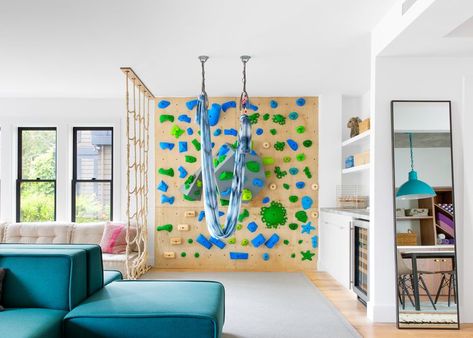 How to build a rock climbing wall inside your house! Find out how here: / #DIY #RockClimbing #Build #ClearPathLending #ClearPath #Lending #Mortgage #Refinance #HomeLoan #VALoan Climbing Wall Kids, Kids Play Spaces, Recreational Room, Indoor Swing, Home Gym Decor, Build A Wall, Rock Climbing Wall, Gym Decor, Climbing Wall