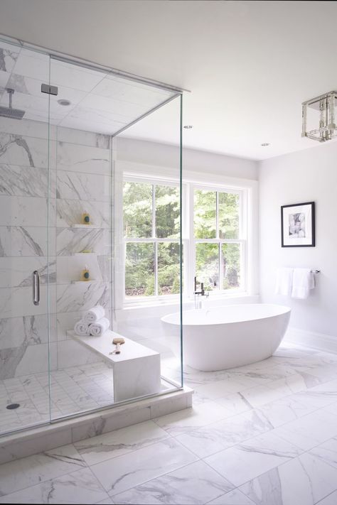 Few things define a home like a bathroom. What does this bathroom say about this home? (2 Rogers Way Westport, CT) Awesome Bathtubs, Makeover Kamar Mandi, Clean Shower Doors, Master Bath Remodel, Trendy Bathroom, Dream Bathrooms, Bath Room, Bathtubs, Bathroom Remodel Master