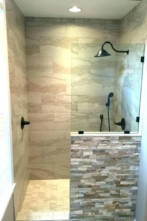 31 Luxury Walk in Shower Ideas Small Walk In Shower Ideas, Tile Walk In Shower, Open Showers, Walk In Shower Designs, Bathroom Shower Design, Bad Inspiration, Bathroom Remodel Designs, Bathroom Remodel Shower, Small Bathrooms