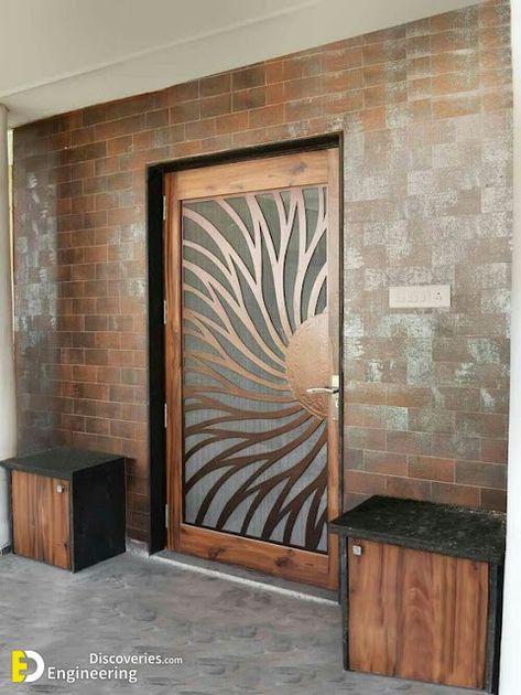 Glass Safety Door Design, Glass Door Entrance Design, Safety Door Ideas, Main Entrance Door Design Architecture, Safety Door Design Entrance, Safety Door Design, Tor Design, Vstupná Hala, Porte In Ferro