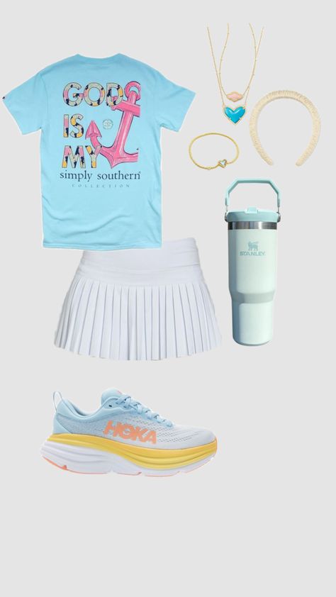 #outfitinspo #preppy #fitinspo #kendrascott #stanley #hoka #southern #simplysouthern #fit #outfit #goldhinge Southern Preppy Outfits, Sporty Casual Outfits, Clothes Preppy, Southern Preppy, Preppy Fits, Back To School Fits, Preppy Southern, Preppy Summer Outfits, Workout Fits