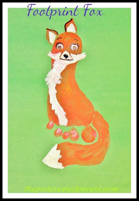 Fox footprint Fox Footprint, Friendly Fox, Fox Crafts, Fingerprint Art, Footprint Crafts, Baby Art Projects, Footprint Art, Handprint Crafts, Daycare Crafts