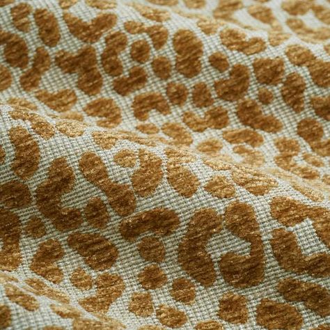 This modern interpretation of a leopard skin is highlighted by thick chenille and offset nicely by the chunky weave in the ground. Fabric For Furniture, Gold Animals, Bee Embroidery, Drapery Hardware, Pillow Fabric, Sofa Upholstery, Furniture Upholstery, Dark Gold, Animal Skin