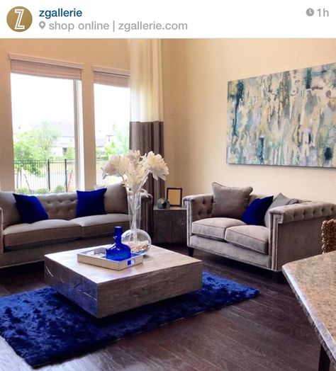 Stunning! Blue Living Room Decor, First Apartment Decorating, Z Gallerie, Living Room Decor Cozy, Blue Living Room, Living Room Decor Apartment, Living Room Inspo, New Living Room, A Living Room