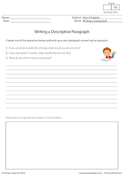 Literacy: Writing a Descriptive Paragraph (4) | Worksheet | PrimaryLeap.co.uk Ks2 English Worksheets, Descriptive Writing Prompts, Gender Words, Primary Worksheets, Descriptive Paragraph, Cinquain Poems, Descriptive Writing Activities, Creative Writing Topics, Creative Writing Worksheets