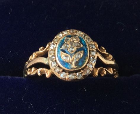 18th Century Engagement Ring, Enamel Engagement Ring, Sunburst Ring, Lady Oscar, Antique Jewelry Rings, Georgian Era, Antique Engagement, Tiny Diamond, Antique Engagement Rings