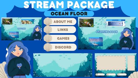 The latest addition to my #etsy shop: Ocean Floor Animated Stream Package | Complete Stream Package | Fully Customizable | Twitch/Youtube/Kick/Etc. | Scenes/Panels/Banner/Overlay https://etsy.me/3KLLc5N #animated #ocean #stream #overlay #twitch #youtube Ocean Themed Gaming Setup, Banner Overlay, Stream Ideas, Stream Overlay, Ocean Floor, Twitch Overlay, Plains Background, How To Make Animations, Banner Images