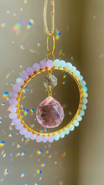 Beading Business, Tree Desk, Desk Window, Crystal Suncatchers Diy, Crystal Car Charms, Window Charm, Suncatcher Diy, Beads Decor, Diy Suncatchers