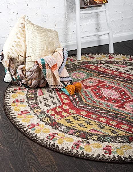 Unique Loom Sedona Collection Southwestern, Geometric, Border, Over-Dyed, Modern, Tribal, Abstract Area Rug, 6 ft x 6 ft, Multi/Beige Shed Colours, Turkey Design, Cream Area Rug, Diy Carpet, Square Rug, Cabin Fever, Unique Loom, Buy Rugs, Round Area Rugs