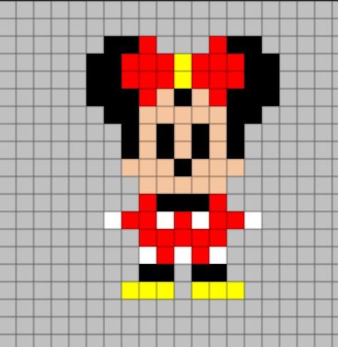 Disney Pixel Art Easy, 13x13 Pixel Art, Disney Pixel Art, Pixel Art Disney, Pixel Art Mini, Pixel Art Animals, Miki Mouse, Modele Pixel Art, Cross Stitch Pattern Maker