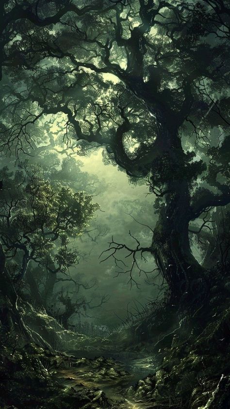 Dark Fantasy Landscape, Dark Fantasy Forest, Medieval Forest, Dark Fantasy World, Gothic Forest, Dark Forest Aesthetic, Dark Fairytale, Canvas Art Projects, Forest Background