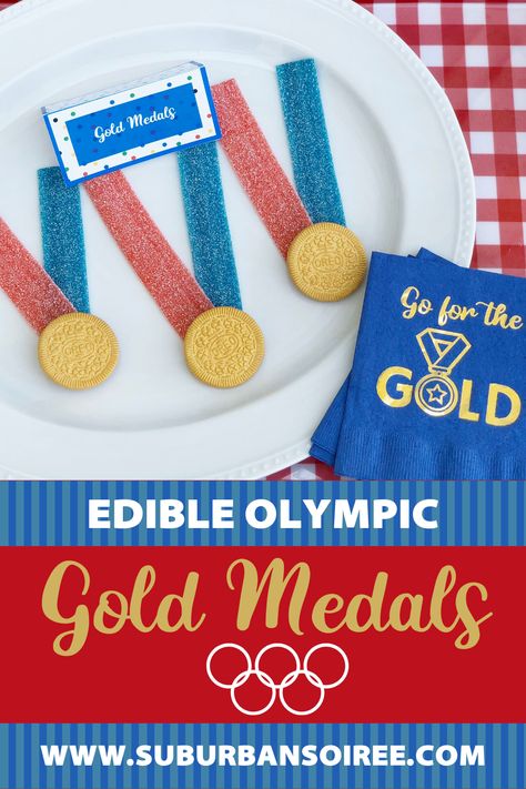 Edible Gold Medal Treat for the Olympics — Suburban Soiree Olympic Party Food, Olympic Snacks, Olympic Food, Lake Weekend, Oreo Thins, Gymnast Birthday Party, Golden Oreo, Potluck Ideas, Gymnastics Birthday