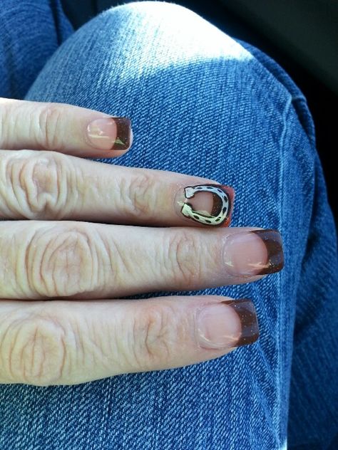 My horseshoe nails Shoe Nail Art, Horse Shoe Nails, Solar Nails, Shoe Nails, Horse Shoe, Fun Nails, Gel Nails, Camo, Nail Designs