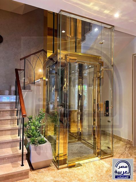 Luxury Elevator Interior, Home Elevator Interior, Luxury Home Elevator, Luxury Elevator, Elevator Pics, Boutique Hotel Lobby, Luxury Stairs, Stair Elevator, Home Elevator