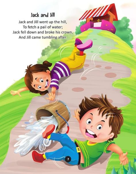 Jack And Jill Rhyme Pictures, Short Rhymes, Short Poems For Kids, Rhyming Poems For Kids, Nursery Poem, Hindi Rhymes, Kindergarten Poems, Hindi Poems For Kids, Nursery Rhymes Poems