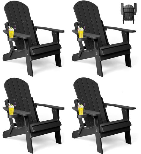 PRICES MAY VARY. 1 Second Folding Design - hOmeQomi Folding Adirondack chair can be folded or unfolded in 1 second, we have improved and upgraded the folding experience, this Adirondack chair can be easily stored to make more space in your home HIPS Composite Material - hOmeQomi Adirondack chair is made of HIPS composite material, which can provide longer service life for the same price Swivel Hidden Cup Holder - The cup holder of the Outdoor Folding Adirondack chair can be used to hold regular Oasis Decor, Backyard Escape, Outdoor Garden Bench, Fire Pit Landscaping, Plastic Chairs, Cozy Backyard, Folding Adirondack Chairs, Backyard Inspiration, Garden Backyard