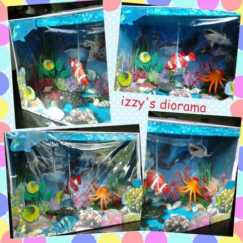 Ocean Diorama Project Under The Sea, Ocean Diorama, Biomes Project, Aquarium Craft, Habitats Projects, Ocean Habitat, Under The Sea Crafts, Ocean Projects, Ocean Kids