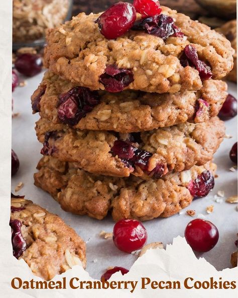 RecipesAria Oatmeal Cranberry Pecan Cookies, Cranberry Pecan Cookies, Harvest Cookies, Cookies With Cranberries, Cranberry Cookies, Pecan Cookies, Butter Oil, Flavored Oils, Chopped Pecans