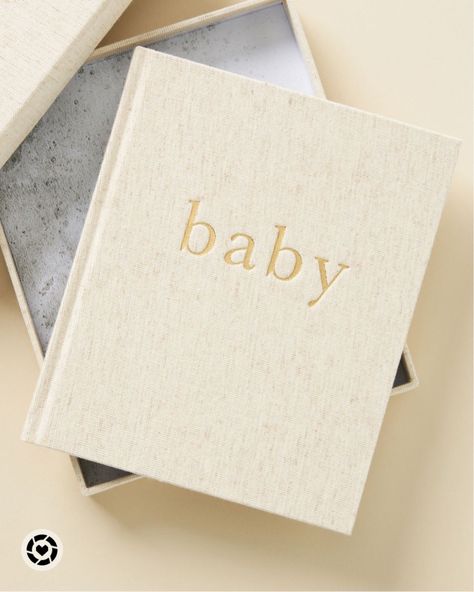 Beige linen baby book with gold letters, beutiful heirloom piece. Baby Book Ideas, Mermaid Pool Parties, Flower Sunglasses, Birthday Book, Business Packaging, Keepsake Books, First Tooth, Insta Feed, Camping Crafts