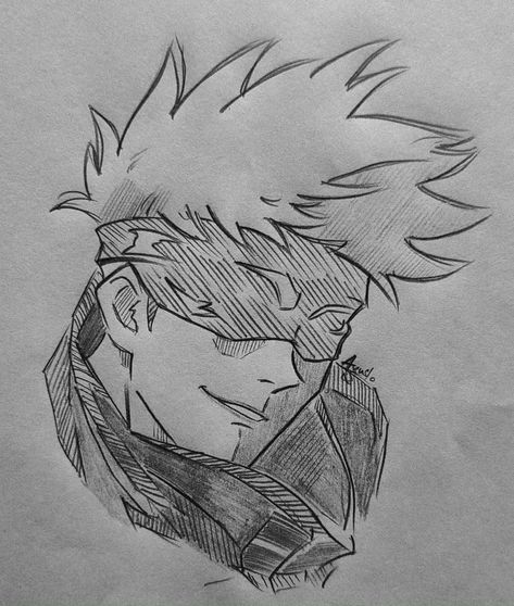 Satoru Gojo (Jujutsu kaisen) . . . . . . . . . Reference - @emarillo_art and anime #gojo #jjk #satoru #jujutsukaisen #art #anime #reference #drawing #pencilsketch #manga Gojo Satoru Easy Drawing, Art Anime Reference, Jujutsu Kaisen Reference, Anime Reference Drawing, Jjk Sketch, Gojo Satoru Drawing, Easy Manga Drawings, Easy Manga, Gojo Drawing