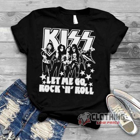 Rock N Roll Shirt, Kiss Rock Band, Rock Band Shirts, Usa Tee, Kiss Band, Let Me Go, Band Shirt, Usa Shirt, Patriotic Shirts