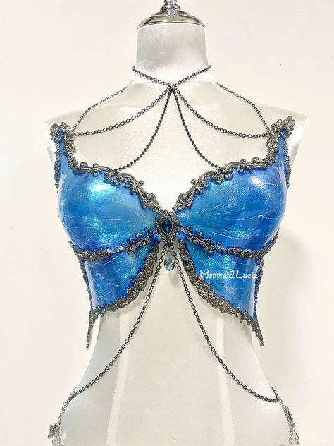 mermaid lucia patent protection resin bra for cosplay Corset Bra Top, Mermaid Corset, Top Cosplay, Mermaid Bra, Mermaid Top, Invisible Bra, Corset Bra, Normal Hair, Sapphire Blue