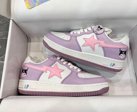 Kuromi Shoes, Kuromi Y2k, Sanrio Shoes, Trending Shoes For Men, Bapesta Shoes, Harajuku Shoes, Bape Shoes, Cute Casual Shoes, Nike Shoes Women Fashion