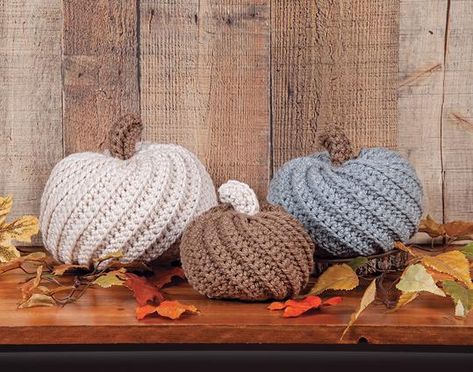 Mary Maxim has been offering top yarn and crafting supplies since 1956 . We offer everything from beginner crafts to advanced projects. Shop our new items today! Crocheted Pumpkins, Knit Wrap Pattern, 3 Pumpkins, Sparkle Yarn, Fall Arts And Crafts, Simply Knitting, Mary Maxim, Beginner Crafts, Crochet Pillow Cover