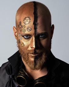 Steampunk Makeup Guide - How to glue gears to your face Steampunk Makeup Halloween, Punk Makeup Men, Steam Punk Makeup, Victorian Makeup, Steampunk Makeup, Steampunk Images, Hair Steaming, Steampunk Men, Steampunk Halloween