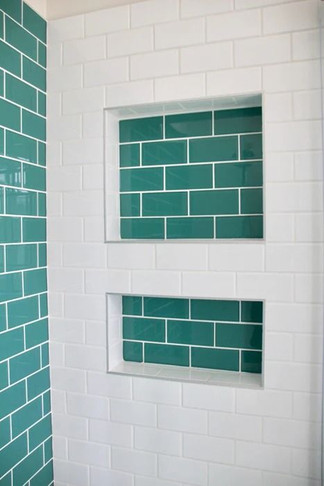 shower turquoise tile with niches - Google Search Lush Collection, Turquoise Tile, Round Pool, Ceramic Mosaic Tile, Glass Subway Tile, Shower Niche, Feature Walls, Modern Tiles, Bathroom Shower Tile