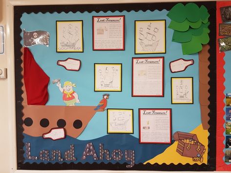 My idea of a pirate themed class display for Land Ahoy Class Displays, Teacher Boards, New Class, Display Board, Primary Classroom, Pirate Theme, Classroom Fun, Classroom Displays, Kindergarten